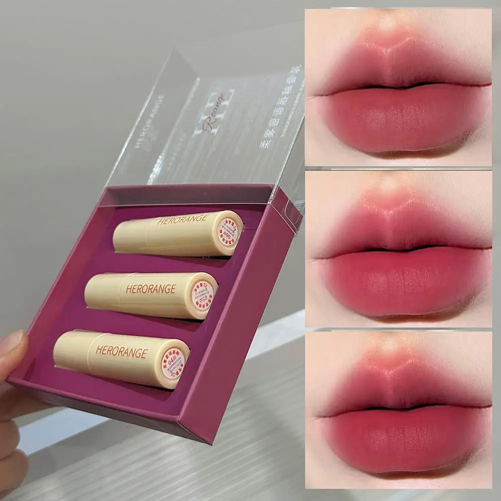 

3pcs/set Matte matte lip mud Liquid Lipstick Peach Pink Waterproof Velvet Nude Red Lip Mud Cheek Rouge Tint Cosmetics