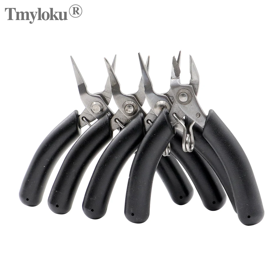 

TMYLOKU Toothless Pointed Nose Pliers Fishing/DIY4 inch Jewelry Pliers Stainless Steel Curved Nose Pliers Angled Diagonal Pliers