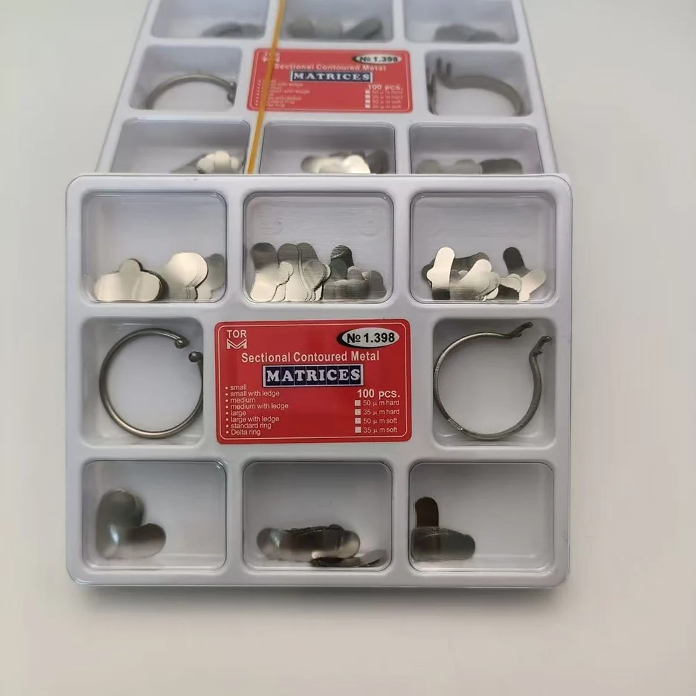 

Пара наборов стоматологических секционных матриц No 1.330 No 1.398 Контурные металлические матрицы Зажимы Лента Ручные инструменты Зажимные плоскогубцы