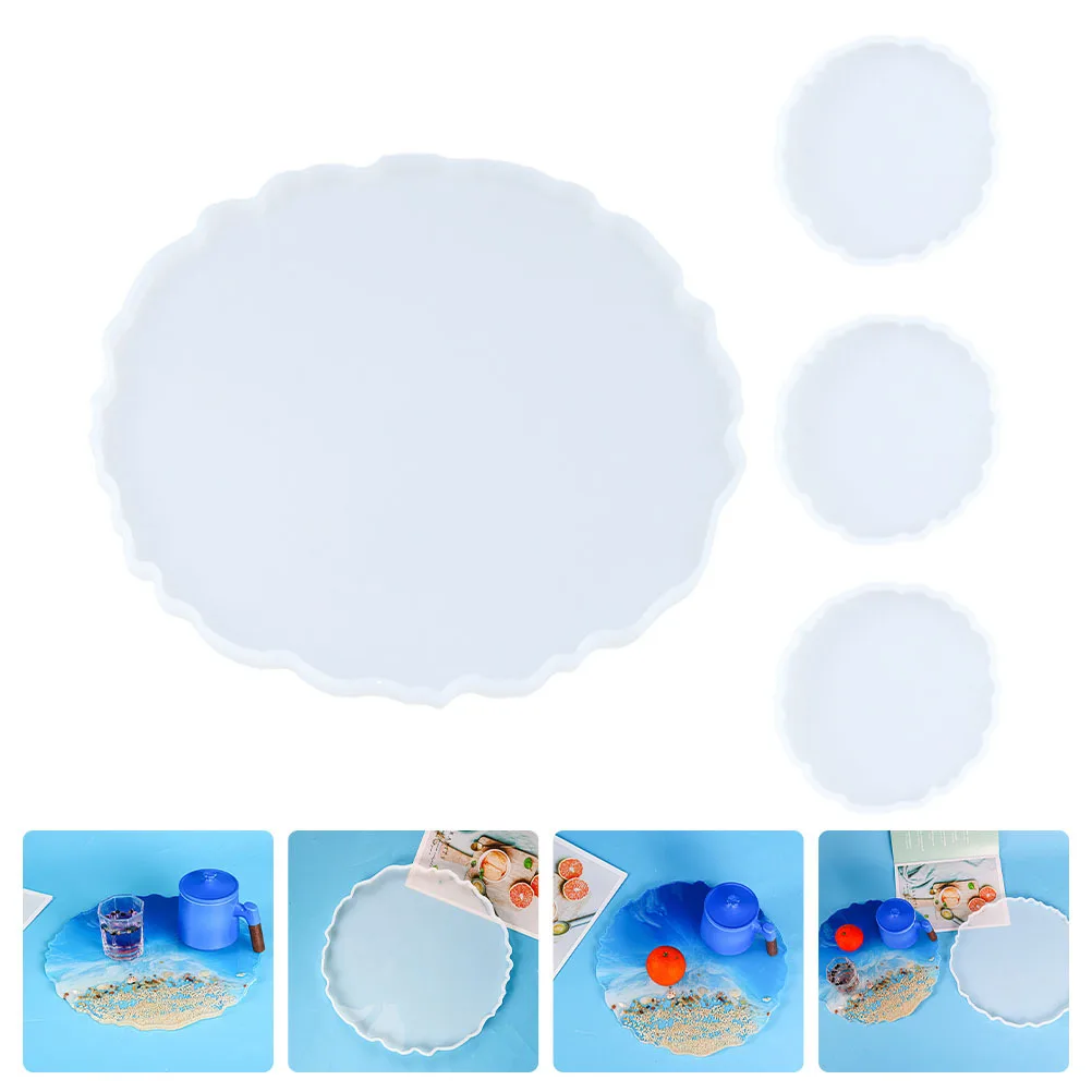 

4Pcs Silicone Craft Mold Large Round DIY Epoxy Mould for Desktop Organizer Jewelry Tray Sundries Holder Gift Idea