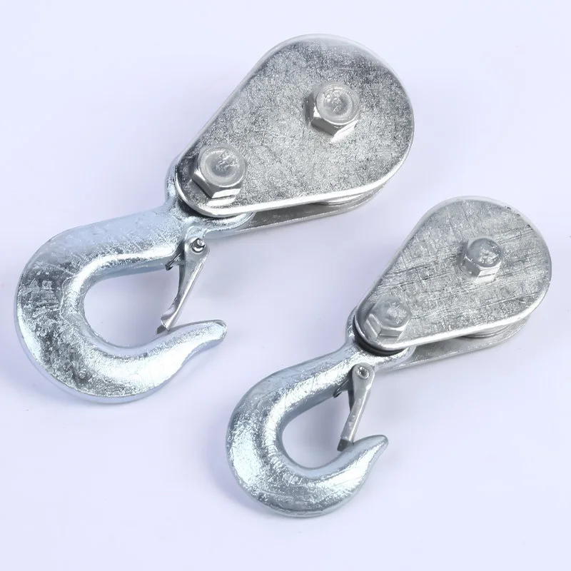 1Pcs High Strength Steel Single Wheel Lifting Rope Pulley Block Pulley Hooks 0.5/1 Tons Load Bearing Single Wheel Rollers