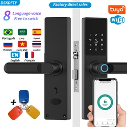 Smart Door Lock Biometric Fingerprint Electronic Door Lock Digital Black Smart Lock Tuya App Unlocking Keyless Lock