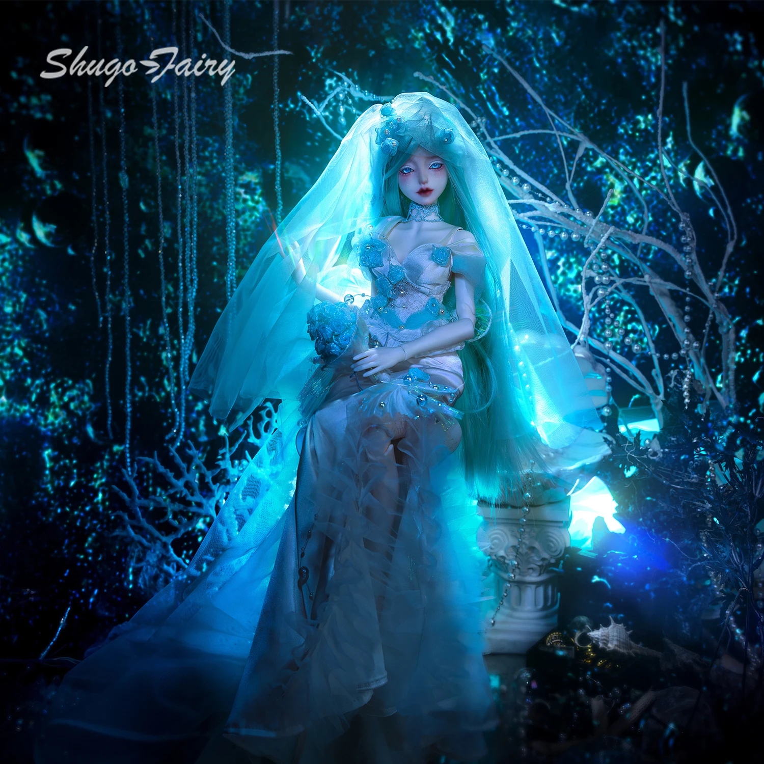 

1/4 BJD Full Set Seekly D Fantasy Blue White Bride Elf Fairy Articulated Resin Doll Charming MSD Ball-Jointed Figure ShugaFairy