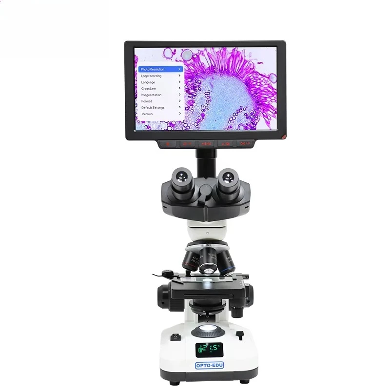 OPTO EDU A33.5110 9 Inch 12MP WIFI 2K USB LCD Digital Microscope With Screen LED Illumination Trinocular for Laboratory Research
