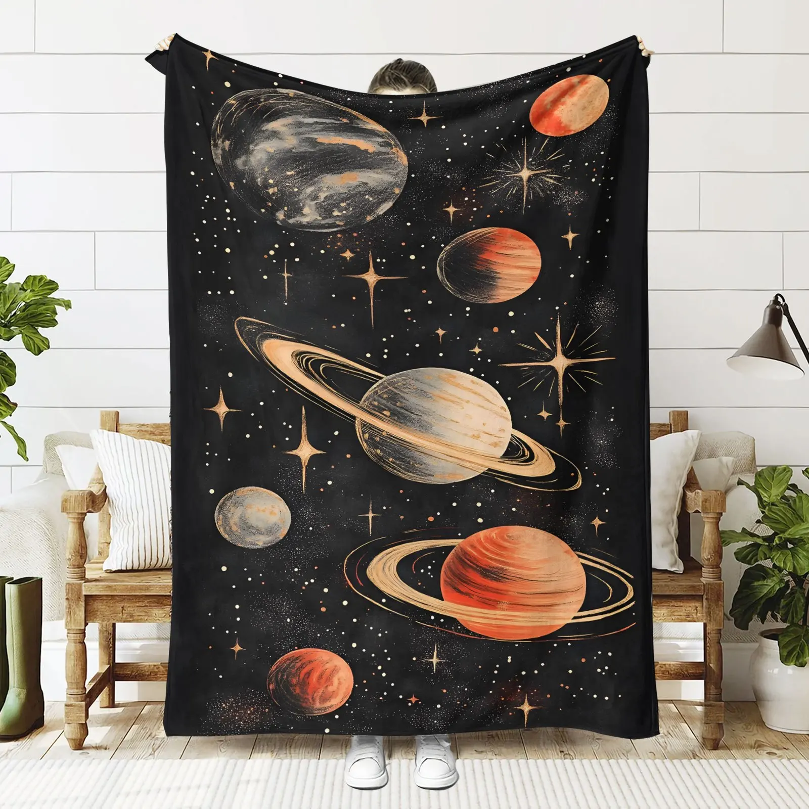 

Одеяло с рисунком космического пространства — мягкая фланель, теплая уютная одеяло для дивана, кровати, офиса и путешествий — всесезонное использование