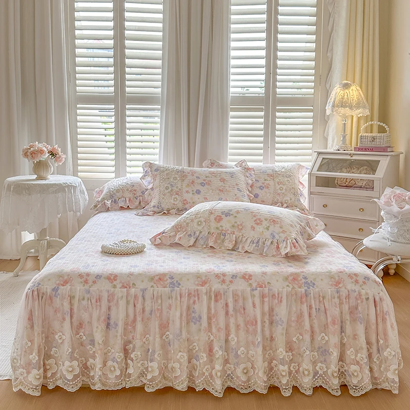 1pc-floral-style-bed-skirt-with-lace-queen-king-size-crinkled-gauze-comfortable-bedsheet-thicken-bedskirt-falda-de-cama