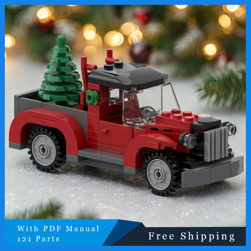 Bloc de construction créatif, 121 pièces, modèle rouge, petit véhicule de fret, technologie modulaire, Puzzle pour enfants, ensemble de jouets, cadeau de Festival