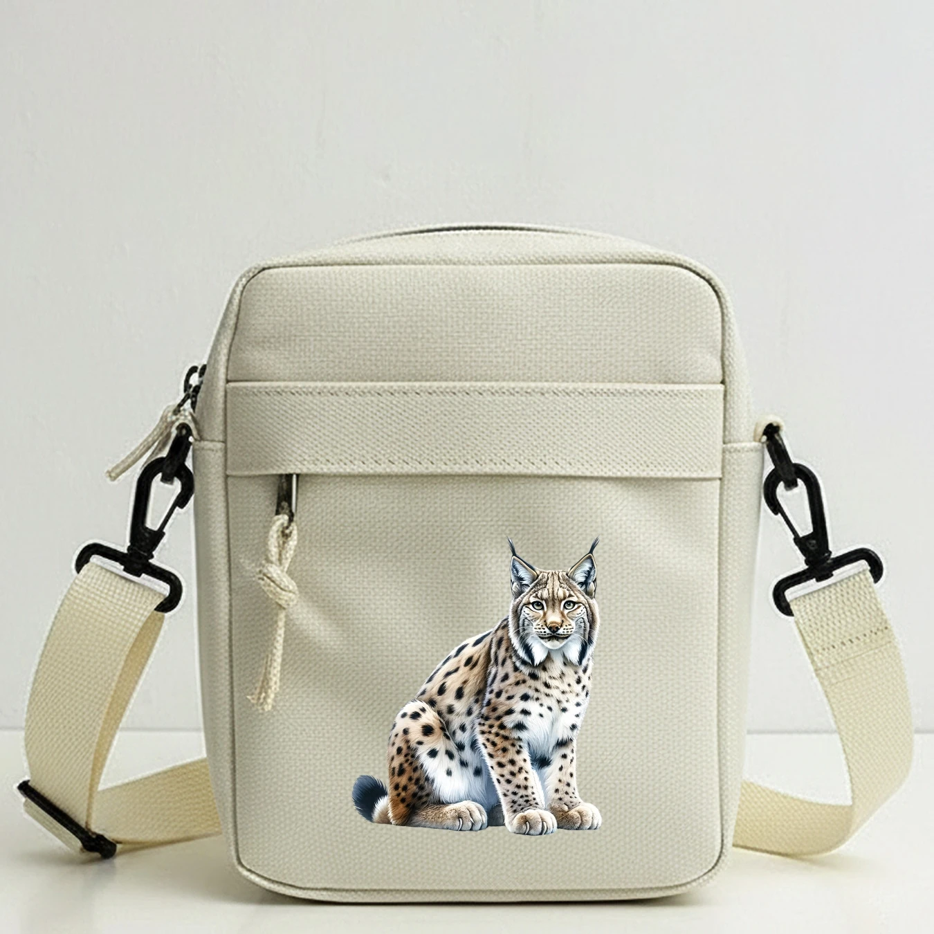 Lynx Animal Print Shoulder Bag with Removable Strap Large Capacity Crossbody Purse for Daily Use Party Travel School Cycling