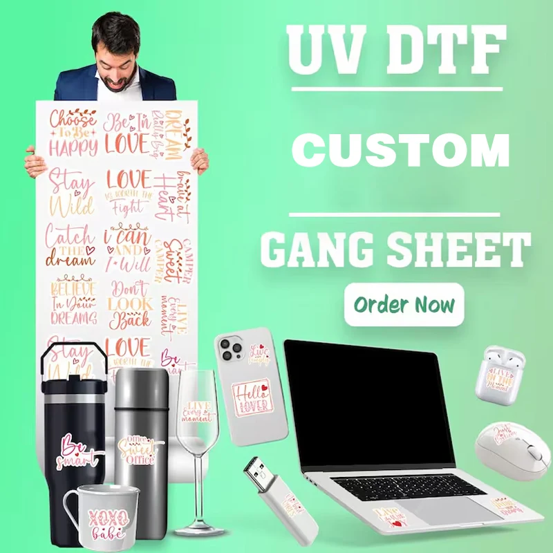 30PCS Custom UV DTF Transfer Sticker Company Logo Wedding Bottles Packing Bag Box Personalized Transfer Stickers