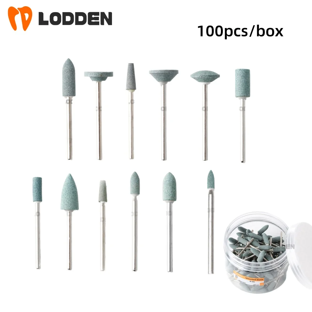 

100pcs Dental Polishing Green Stone Medium Contour Ceramic G-16HP Shank Low speed burs for dentists Teeth Care & polishing tools