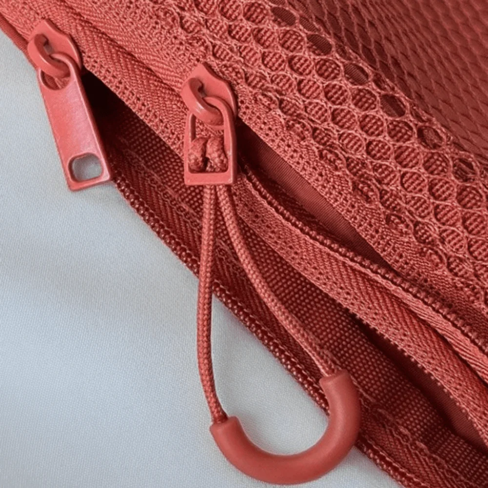 Tragbare, leichte Netz-Aufbewahrungstasche aus Polyester, einfarbig, Kosmetiktasche mit Reißverschluss, multifunktionale Make-up-Tasche, Make-up-Aufbewahrung – Detail 2