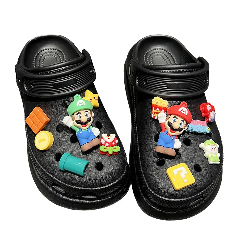 Accessoires de chaussures Mario Sanurgente Cartoon, trou Kawaii, décoration bricolage, cadeaux pour filles, nouveau, ensemble de 12 pièces