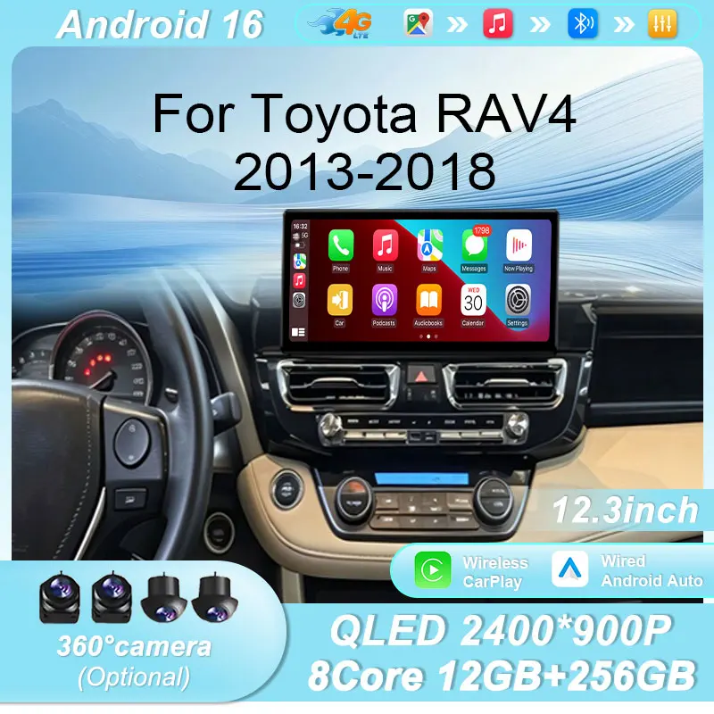 For Toyota RAV4 2013‑2018 Multimedia Player 12.3