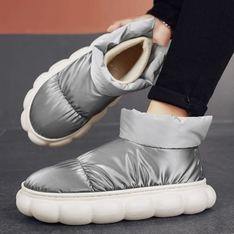 Men's Winter Fleece Lined Thickened Snow Boots Waterproof Anti Slip Casual Shoes with Warmth Retention Design Footwear for Men
