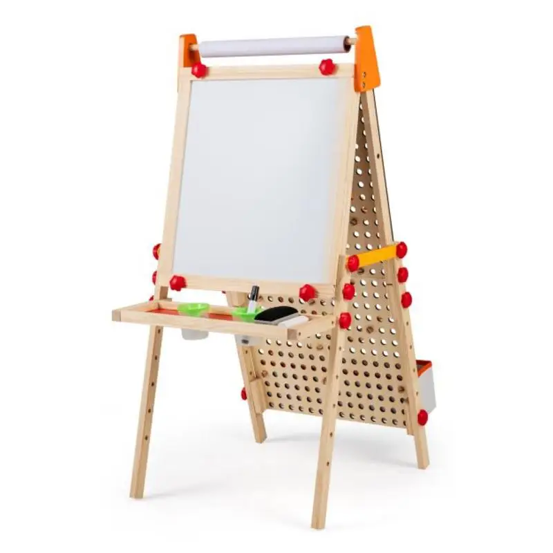 

4-in-1 Wooden Kids Art Easel Double-Sided Foldable with Paper Roll and Storage Tray