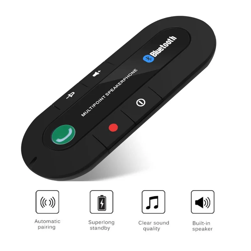 Hot sale wireless handsfree car Bluetooth kit 4.1 Sun Visor Bluetooth speaker speakerphone MP3 music player car charger