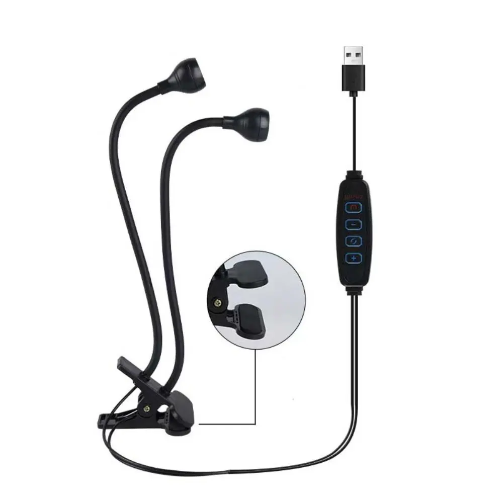 더블 헤드 LED 테이블 램프 USB 클립 램프 야간 조명 구즈넥 네일 램프 기숙사 램프 유연한 UV 경화 보라색 램프