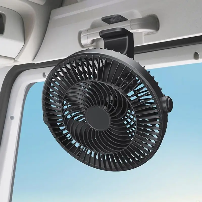 M76E Cabin Ventilation Fan with 12V 24V Vehicle Socket Power, Clip On and Suction Mount Cooling Fan for Truck and Daily