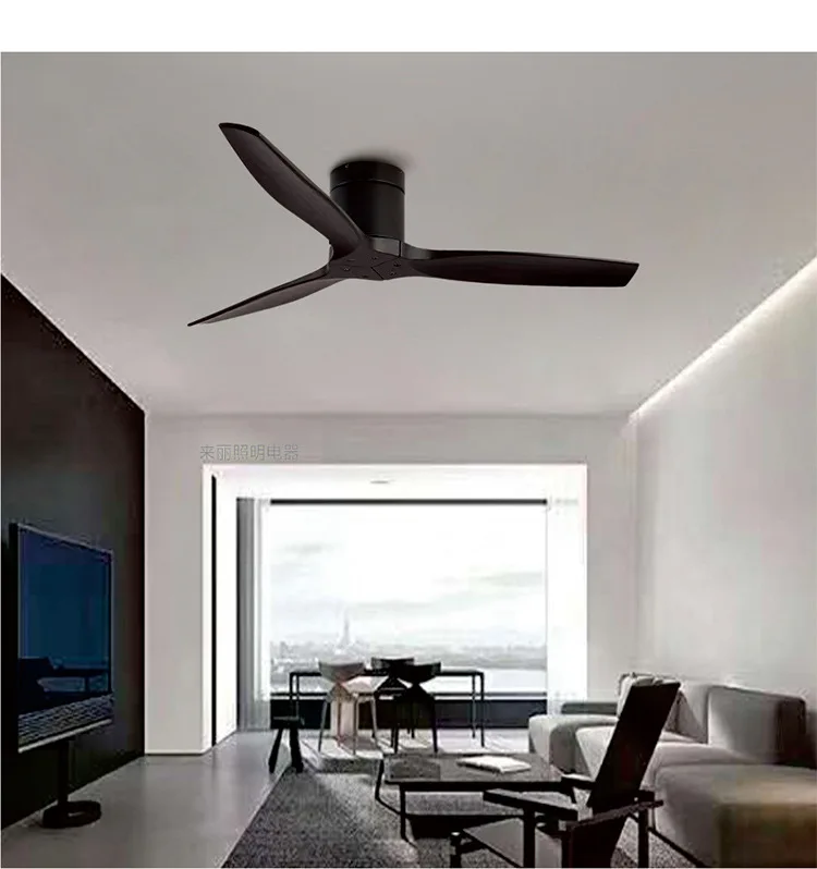 Imagem -03 - Nordic Modern Simples Log Ceiling Fan Light Decoração de Moda do Quarto Vento Forte Silêncio Ventiladores de Teto com Controle Remoto 52