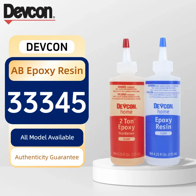 Devcon 33345 2 Ton Clear Epoxy Adhesive Two Part Resin Hardener 1:1 Mix Waterproof Repair Glue for Metal Wood Glass Ceramic