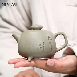 Chinese Yixing Authentic Tea Pot Handmade Purple Clay Teapot Raw Ore Green Bean Mud Kettle Tea Ceremony Customized Gifts 200ml