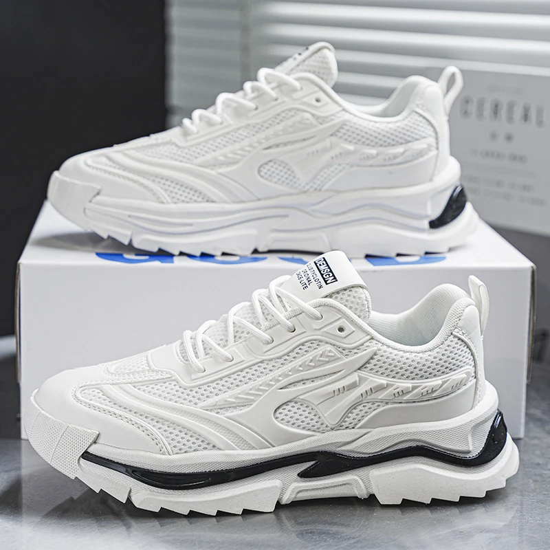

New Autumn Thick Soled Versatile Mens Casual Shoes Refreshing Mesh Training Sports Shoes Commuting Anti Slip Walking Shoes