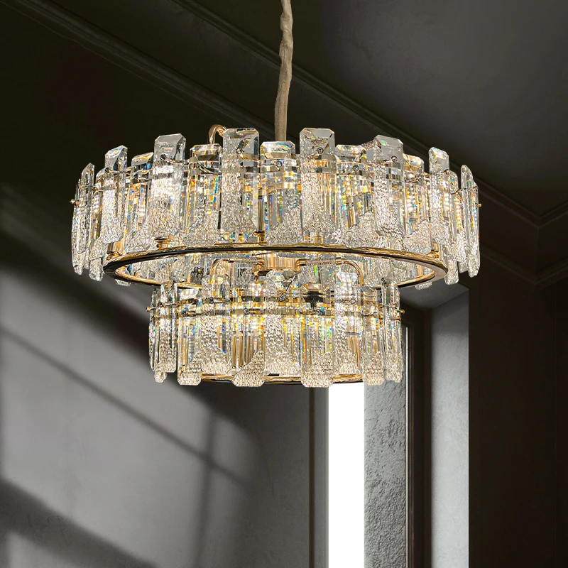 

Светодиодная круглая люстра для гостиной, роскошная, высококачественная, хрустальная, для ресторана, спальни, основная лампа, дизайнерская хрустальная лампа для виллы