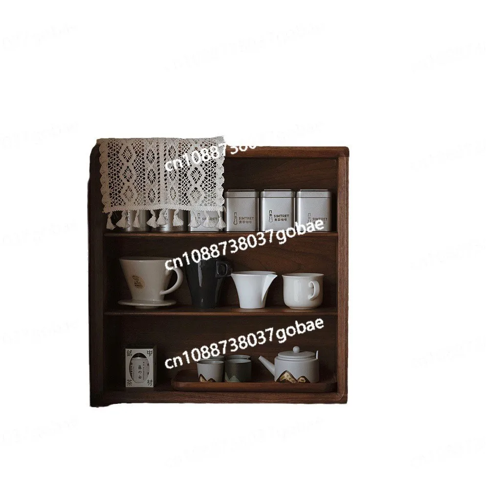 

Simple wooden coffee cup storage rack bay window tea set solid wood storage small cabinet