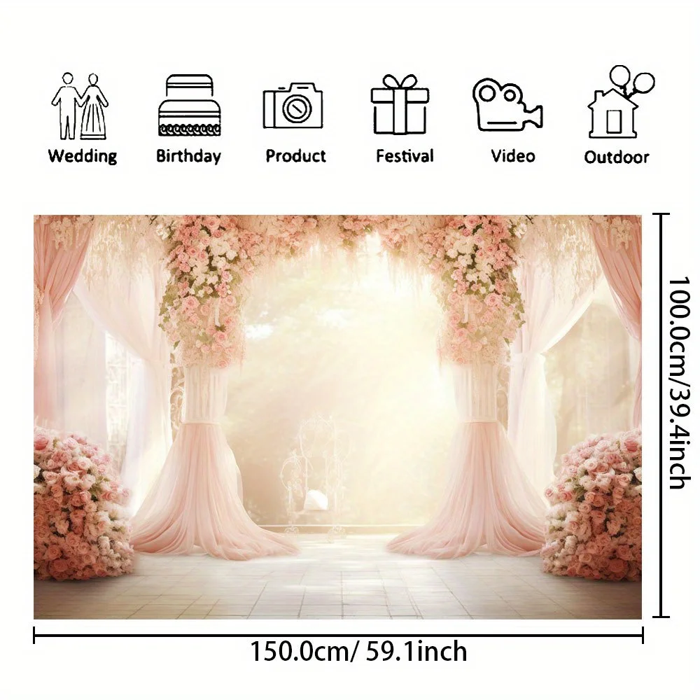 Plants and flowers wall photography background, baby shower birthday party decoration banner, wedding bride baptism photo