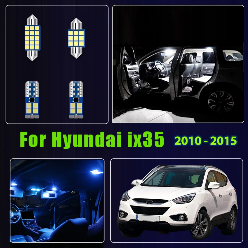 

Для Hyundai IX35 2010-2015: Комплект из 4 светодиодных ламп 12В без ошибок для салона, лампы для чтения и освещения багажника, аксессуары