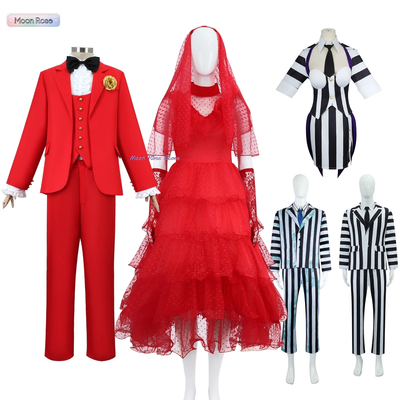 

Beetle Michael Keaton Cosplay Costume Dress Black and White Striped Uniform Women Wedding Outfit Halloween Carnival Suit 2024