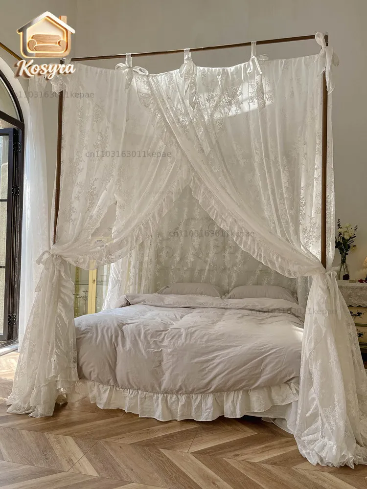 

2026 new high-end French lace mosquito net three doors palace floor 1.8m household gauze princess full cover
