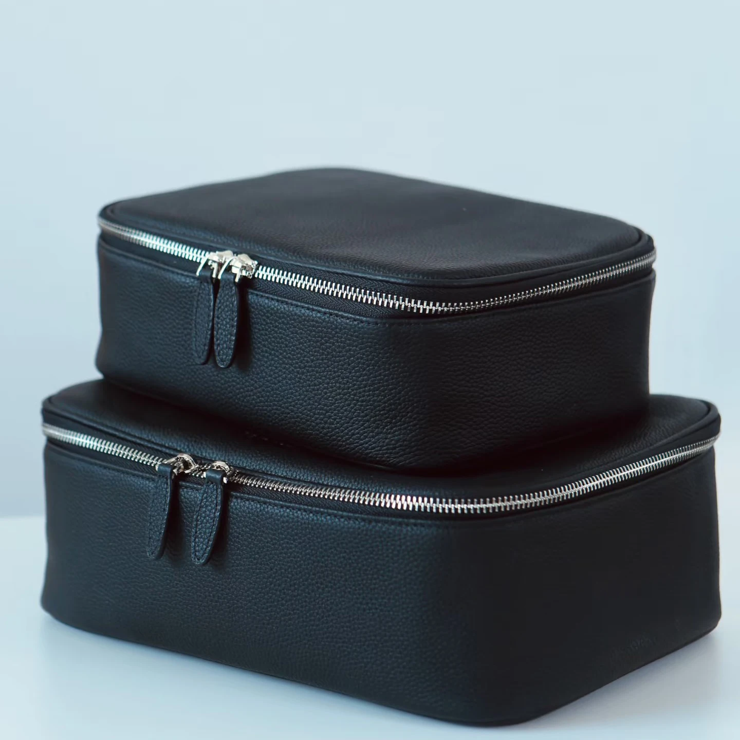 

First layer cowhide women makeup bag classic design large capacity portable travel toiletries simple multi-function storage bag