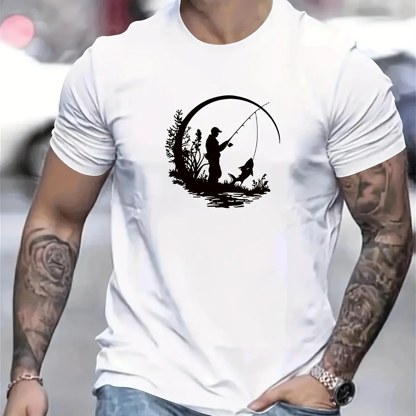 The New Men's Pure Cotton T-shirt Is Comfortable, Breathable and Of High Quality. It Is Suitable for Beach Bicycles and Coffee