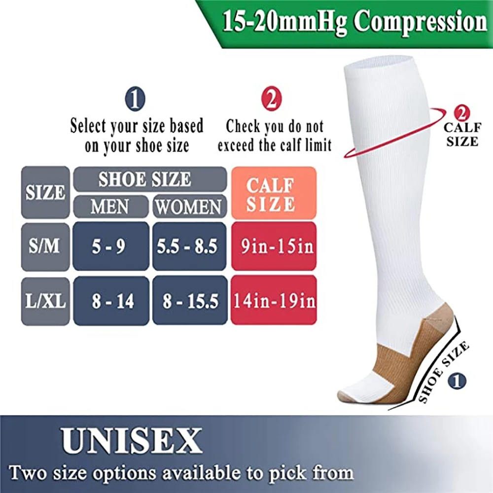 S-XXL Elastic Compression Socks Men Women Tube Nurse Edema Pregnant Flight Travel Varicose Veins Hiking Running Marathon Socks