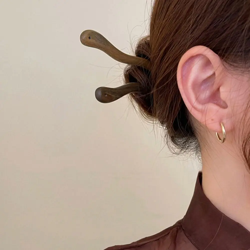 Headdress Classic Hanfu For Women Cheongsam Disk Hair Wooden Hair Stick Hair Accessories Chinese Style Hair Fork Hairpin