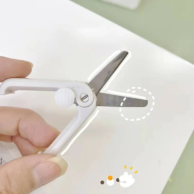 1 Pcs Portable Folding Mini Scissors with Multi-function for Kids Handicrafts Round Tips School Supplies Cute Scissors