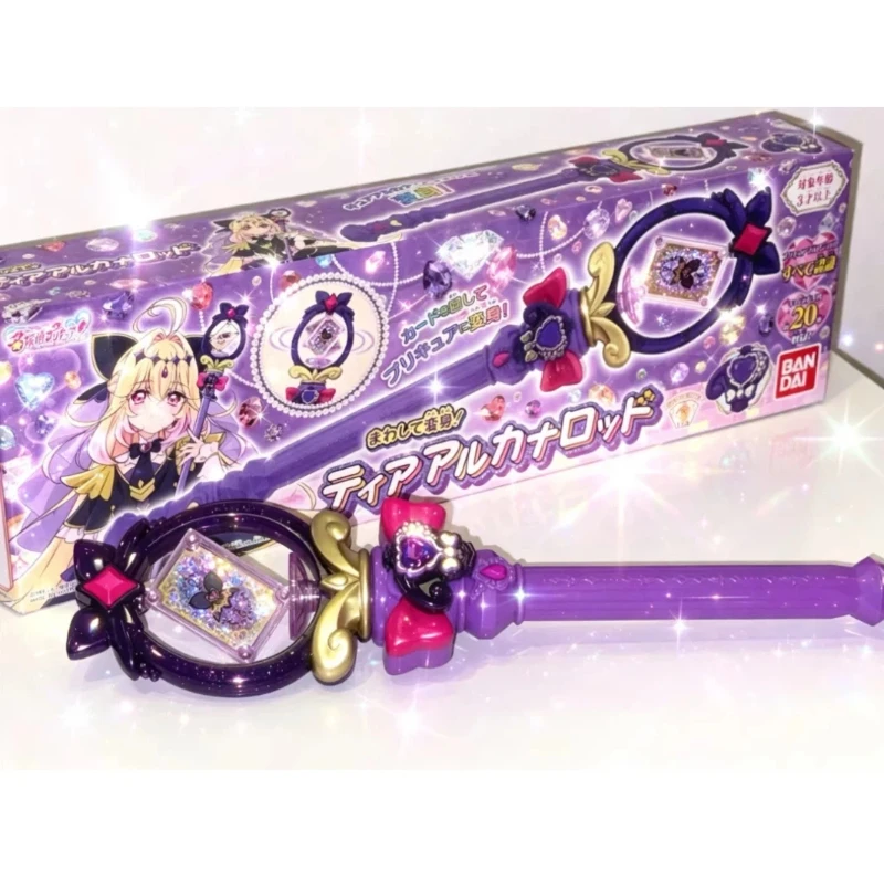 В наличии: BANDAI Precure Moria Ruruka Tear Arcana Rod, волшебная палочка, фиолетовый кулон, декоративный коллекционный товар для фанатов аниме.
