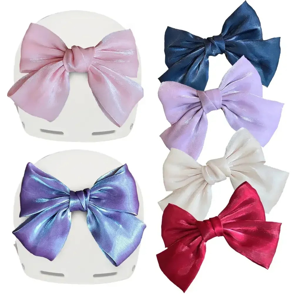 Cute Bow Helmet Modeling Motorcycle Helmet Decoration Silk and Satin Bowknot Electric Bike Vehicle Decor Accessories Girls Gift