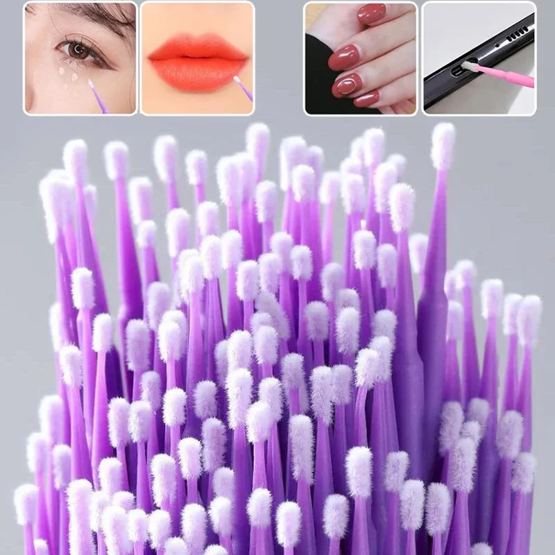100 Stück/Beutel Mikro-Baumwollstäbchen Einweg-Make-up-Pinsel für Wimpernverlängerung, Augen-Mascara-Pinsel, Eyeliner-Pinsel, Lippenstift-Pinsel