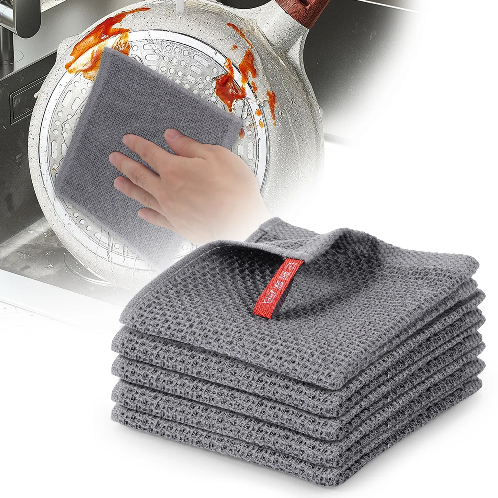 

5 шт., впитывающая хлопковая тряпка для мытья посуды, ткань из микрофибры, ткань для мытья полотенец, подушечки для источника, кухонные чистящие средства