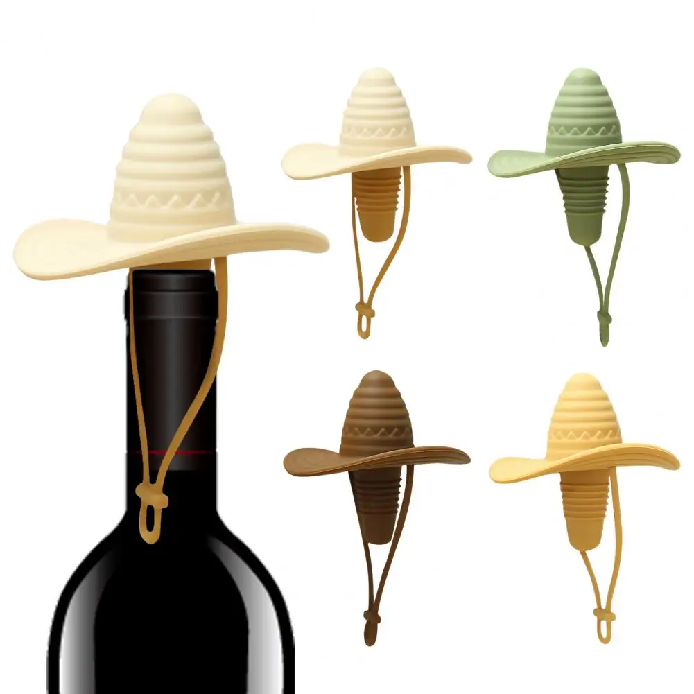 Silicone Bottle Stopper Wine Cowboy Hat Wine Cork Stopper Food-grade Bottle Seal for Wine Spirits Beer Champagne Party Accessory