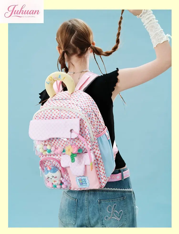 Japanese Original College Style Plaid Sweet Schoolbag Girl College Student Ltabag Large Capacity Backpack Computer Bag for Women
