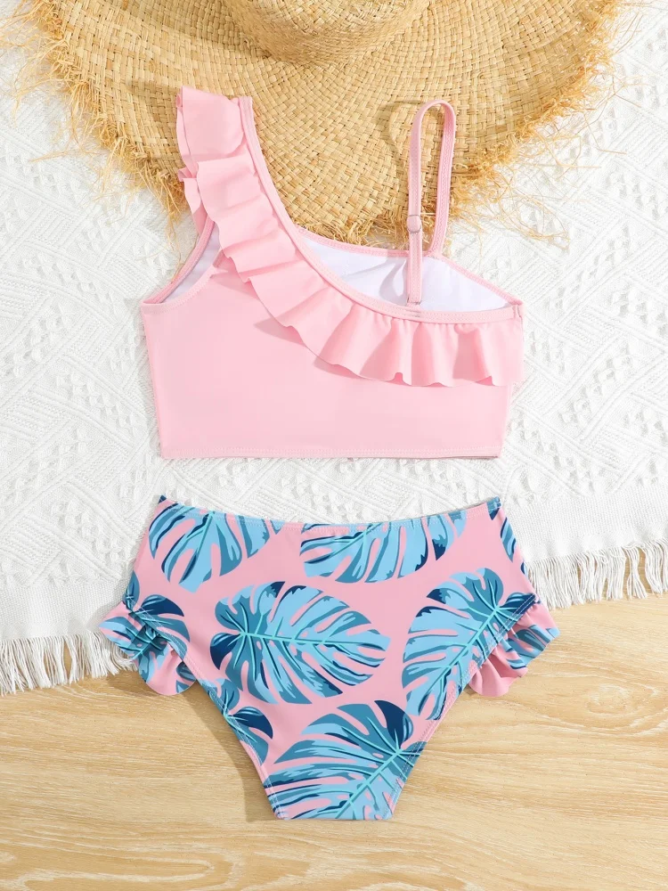Bikini Kids Girls Swimsuit 2026 New Ruffle Sling Bikinis Set Children Swimwear Summer Beach Cover Up Bathing Suit For Swimming