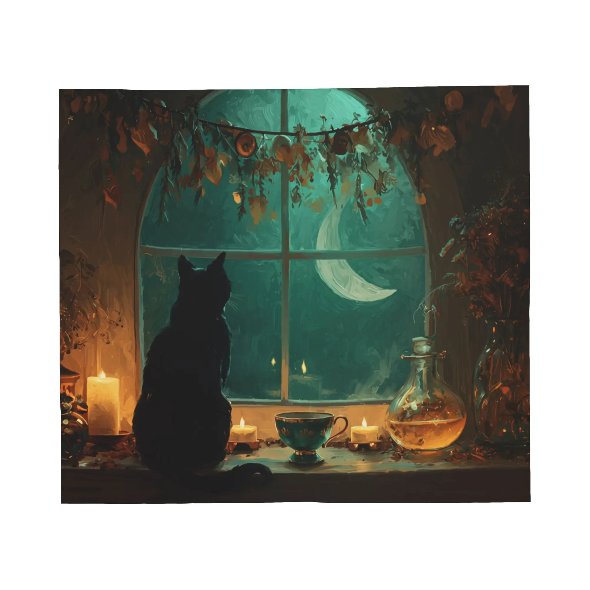 Halloween Black Cats Blanket Witchy Kitty Flannel Novelty Breathable Throw Blanket for Bedspread All Season