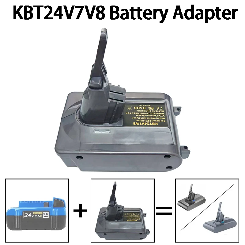 

KBT24V7V8 Battery Adapter for Kobalt 24V Lithium Battery Convert To for Dyson V7 V8 Battery Work for Dyson V8/7 Vacuum Cleaners