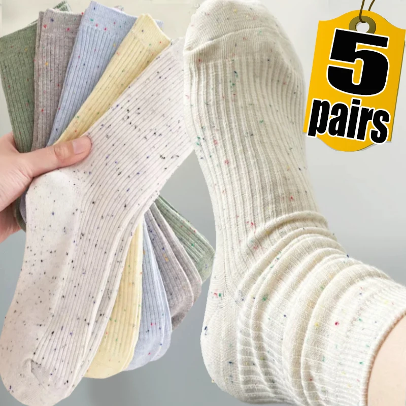 1/5pairs Thick Cashmere Socks Autumn Women Wool Casual Japanese Fashion Solid Color Comfortable Home Sock Long High Quality