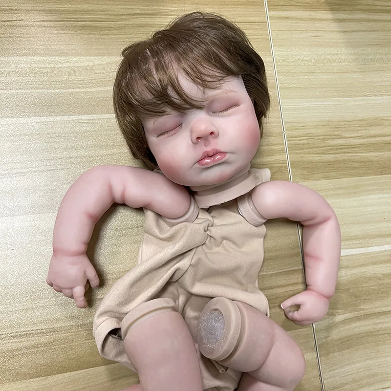 19 Zoll unvollendete bemalte wieder geborene Puppe Kit Loulou lebensechte 3D-Haut Venedig mit verwurzelten Haaren hochwertige Muñeca Kit wieder geboren