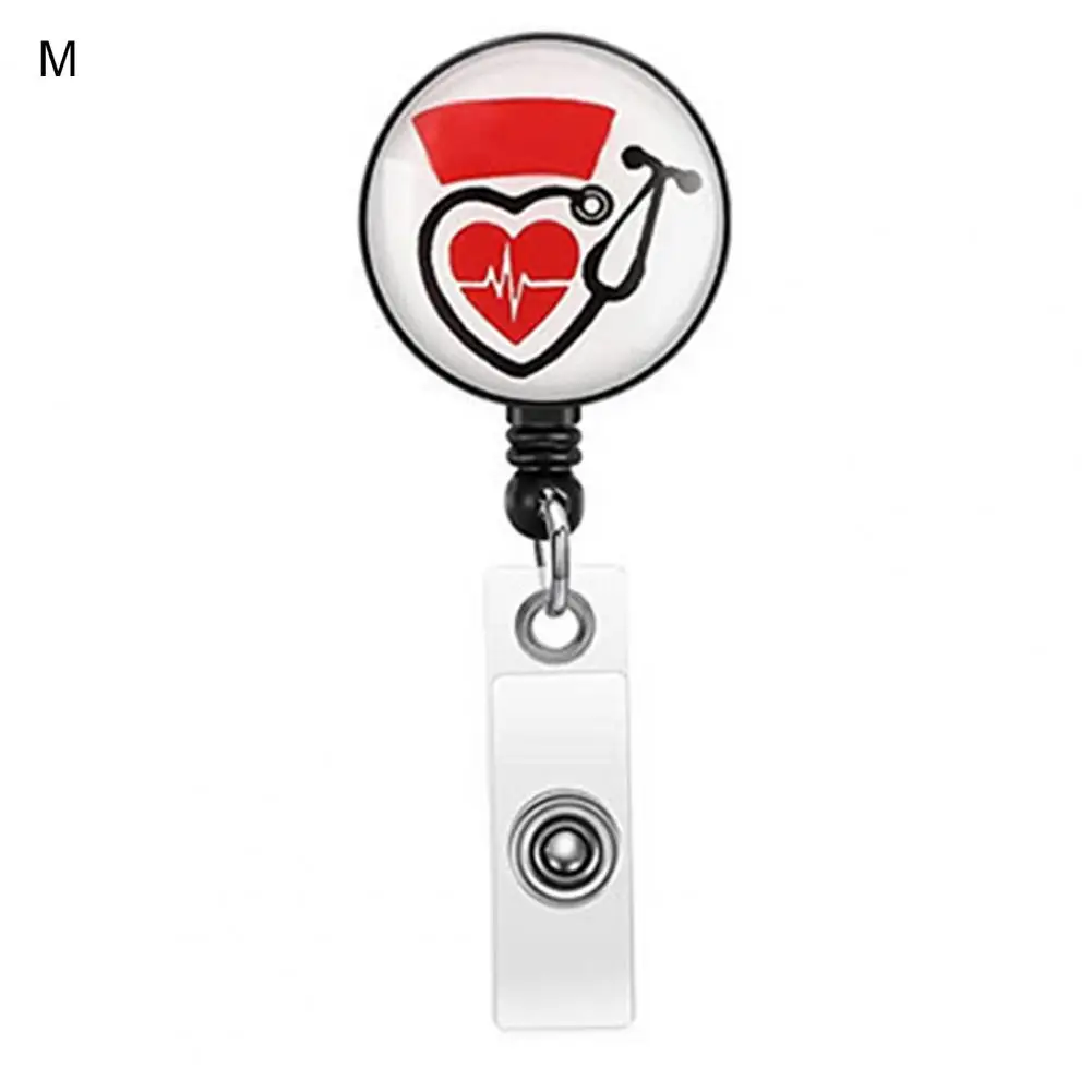 ที่ใส่เหรียญตราดีไซน์การ์ตูนมีรอกป้ายหดเก็บได้พร้อมคลิปด้านหลังสำหรับบัตรพยาบาลที่เก็บนามบัตรสำนักงานโรงเรียน