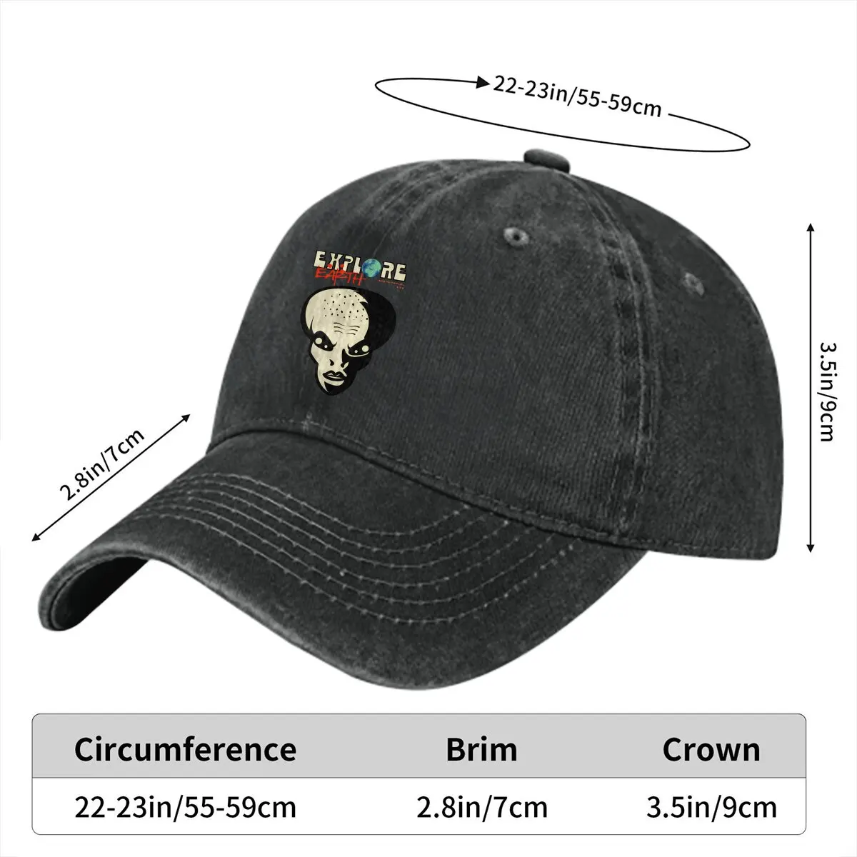 Explore Earth Baseball Cap Men Hats Women Visor Protection Snapback Alien UFO Caps